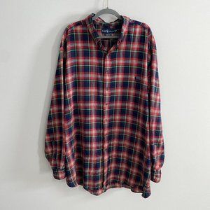 Ralph Lauren Flannel Mens 3XLT 3X Tall Classic Fit Plaid Red Blue Green